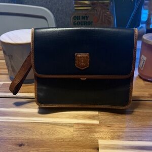 Vintage Celine Black and Brown Leather Clutch